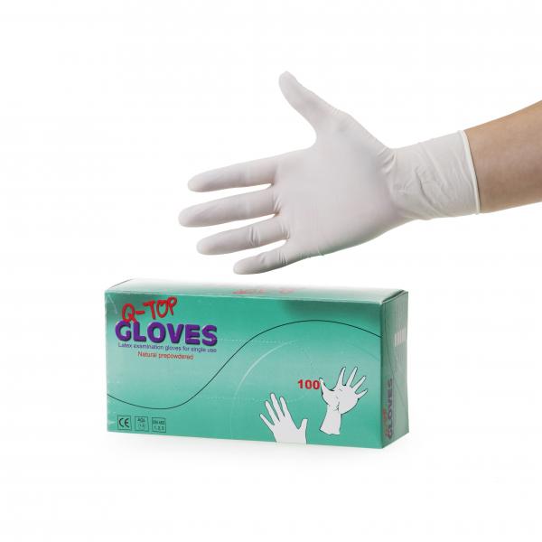 Latex handschoen<br><span class='title2'>Naturel ongepoederd</span>