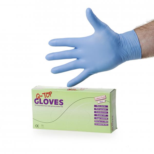 Latex handschoen<br><span class='title2'>Blauw poedervrij</span>