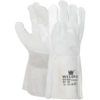 Lashandschoen nerf/splitleder met 15 cm kap